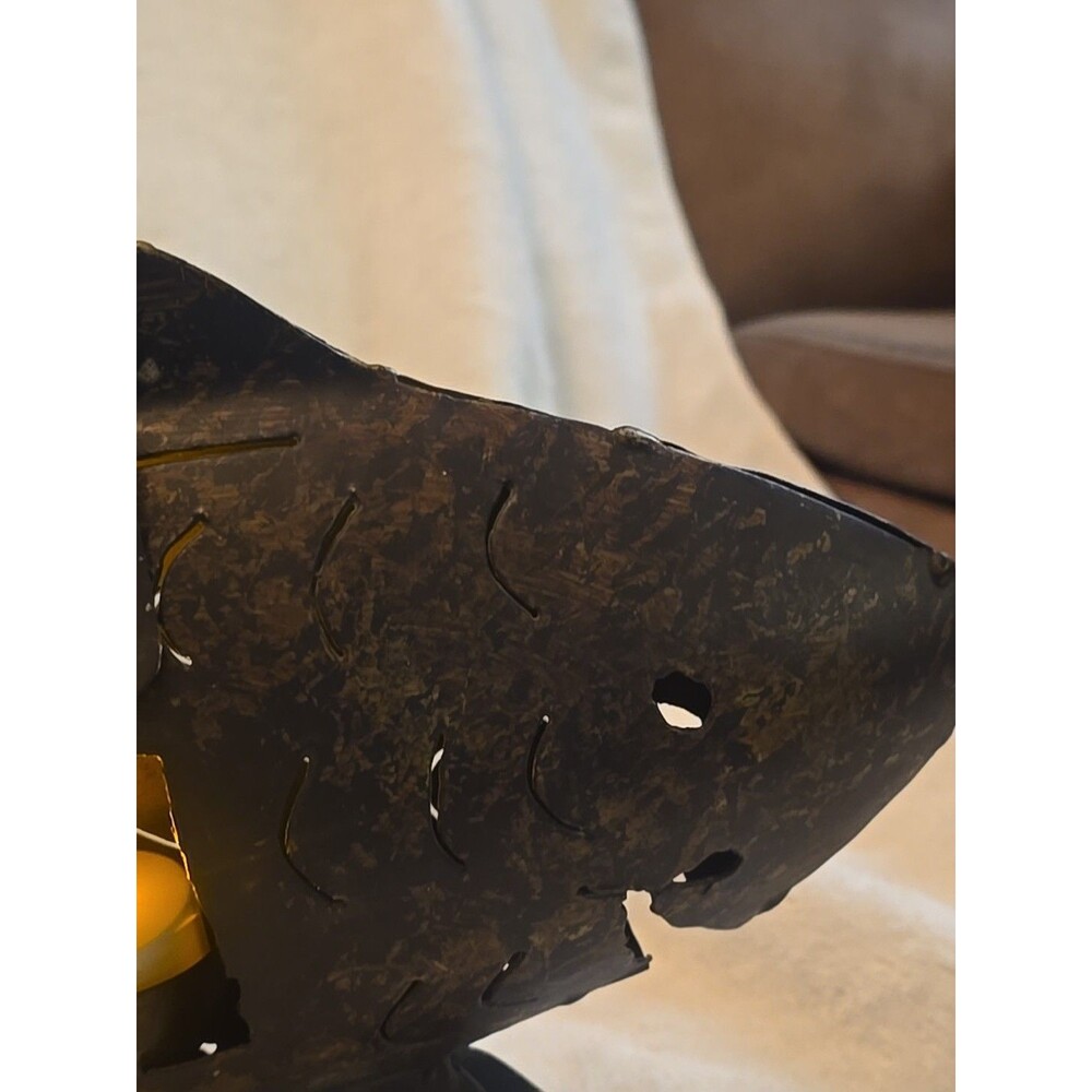 Vtg Metal Fish Tealight Candle Holder 13.5" Long - Picture 8 of 9